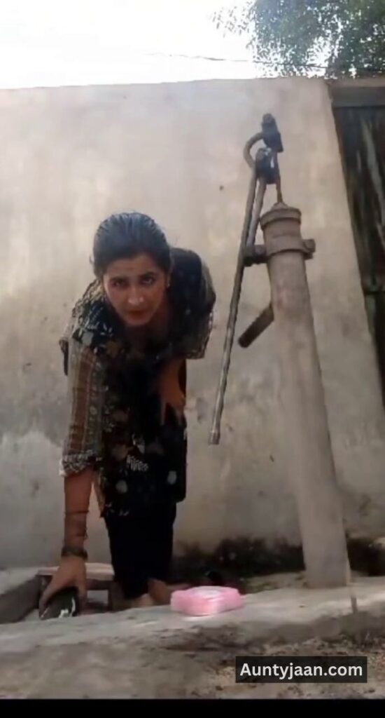 muslim aunty outdoor bath bathing