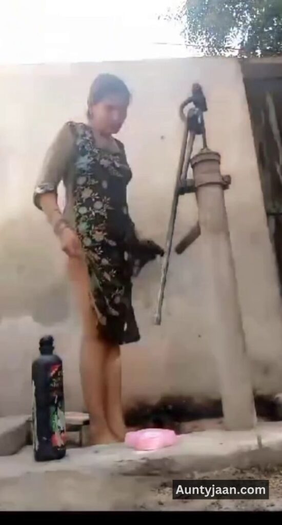 muslim aunty outdoor bath bathing