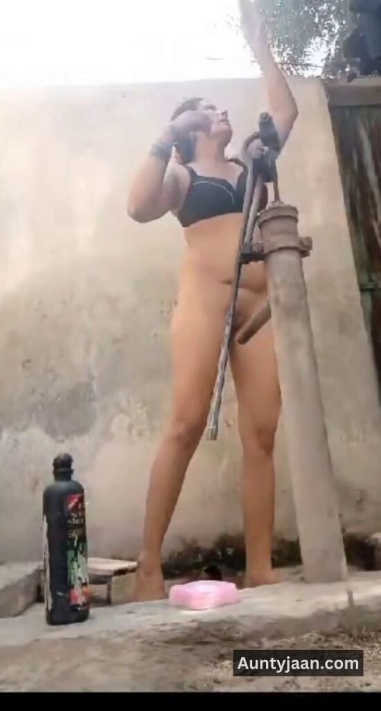 muslim aunty outdoor bath bathing