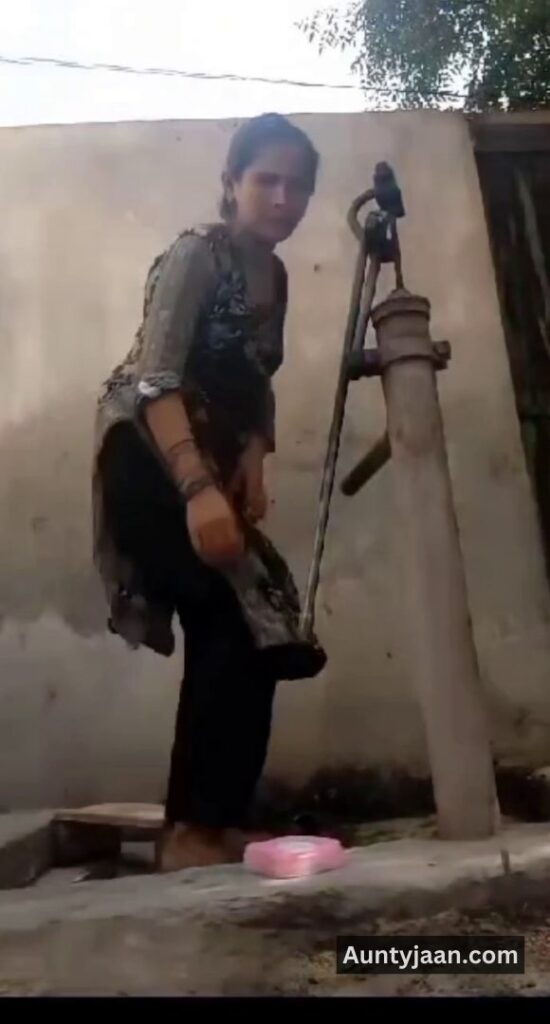 muslim aunty outdoor bath bathing