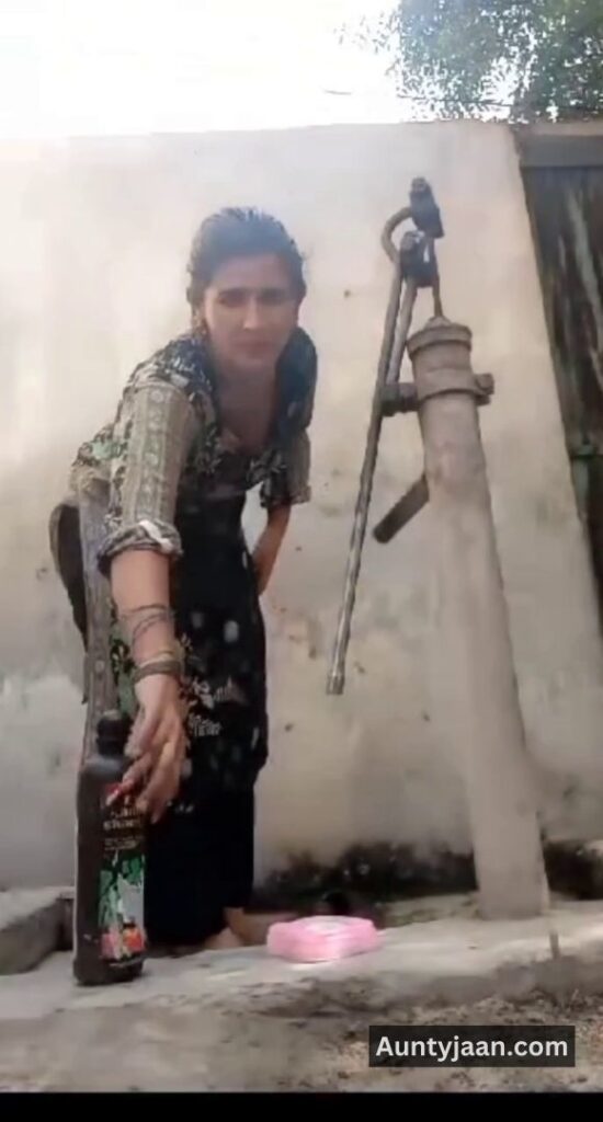 muslim aunty outdoor bath bathing