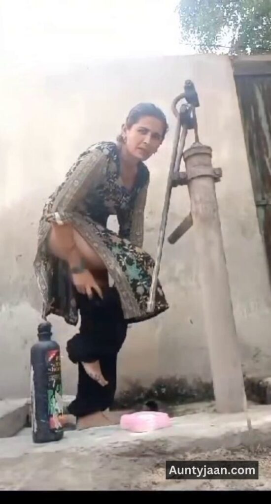 muslim aunty outdoor bath bathing