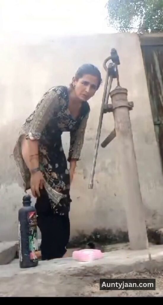 muslim aunty outdoor bath bathing