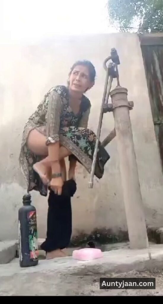 muslim aunty outdoor bath bathing