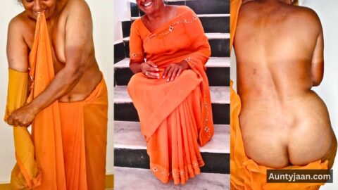 desi aunty orange saree nude images