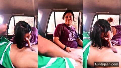 indian aunty gives blowjob and fucking in car