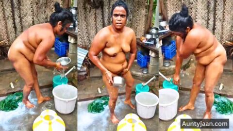 tamil aunty outdoor bathing video