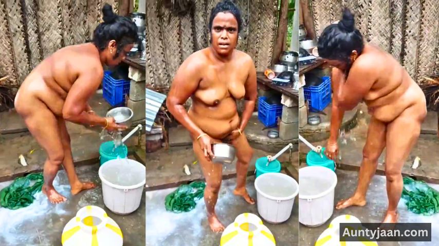 tamil aunty outdoor bathing video
